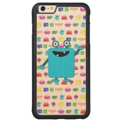 Cute Light Blue Cartoon Monster Carved® Maple iPhone 6 Plus Bumper