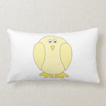 Cute Light Yellow Bird. Cartoon Chick. Pillow