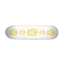 Cute Light Yellow Bird. Cartoon Chick. Skateboard