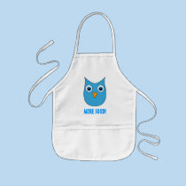 Cute Lightblue Owl - "More Food!" aprons