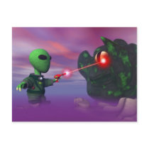 Cute lil Alien & Blob Postcard