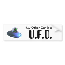 Cute Lil UFO Bumper Sticker bumper stickers by MDKgraphics Cute Lil UFO Bumper Sticker bumper stickers