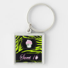 cute Lime Green Cupcake Sweet 16 Keychain