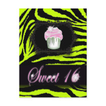cute Lime Green Cupcake Sweet 16 Post Cards