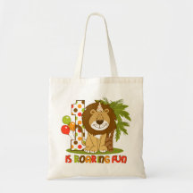 Cute Lion 1st Birthday Canvas Bags