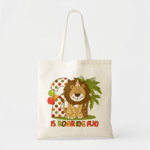 Cute Lion 2nd Birthday Tote Bags