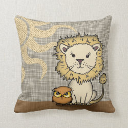 Cute Lion and Owl Throw Pillow for Boy or Girl