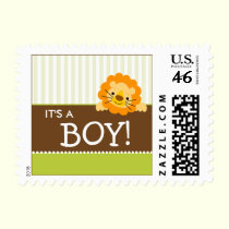 Cute Lion Baby Announcement Stamp (yellow) stamps