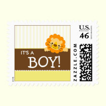Cute Lion Baby Announcement Stamp (yellow) stamps