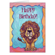 Cute Lion Character Happy Birthday Cards