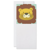 cute lion face on green blue rack card template