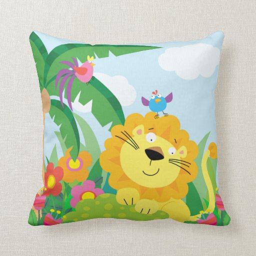 Cute Lion in the Jungle Throw Pillow Zazzle