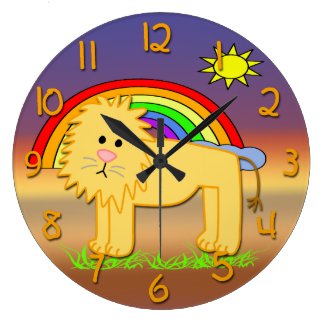Cute Lion Kid's Round Wall Clock
