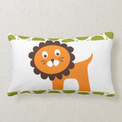 Cute Lion on Green Pattern Gifts for Kids Throw Pillows