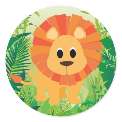 Cute Lion Round Stickers