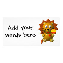 Cute lion with lollipop! photo greeting card