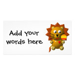 Cute lion with lollipop! photo greeting card