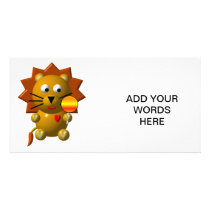 Cute lion with lollipop! personalized photo card
