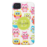Cute Litte Owls Monogrammed iPhone 4 Cover