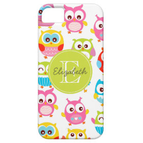 Cute Litte Owls Monogrammed iPhone 5 Cover