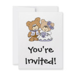 cute litte teddy bear wedding couple custom invitations