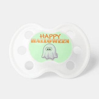 Cute Little Baby Ghost Cartoon Happy Halloween Pacifier
