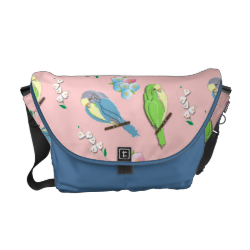 Cute Little Birds and floral Print Messenger Bag