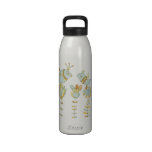 Cute Little Birds & Flowers Blue Orange Reusable Water Bottle