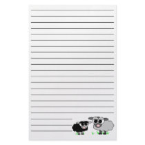 Cute Little Black Sheep and BigGray Sheep Stationery Paper
