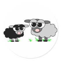 Cute Little Black Sheep & Big Gray Sheep Stickers
