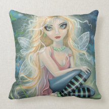 Cute Little Blonde Fairy Fantasy Art Pillow