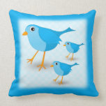 Cute Little Blue Bird Kids Square Throw Pillows pillows
