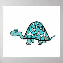 Cute little blue turtle poster