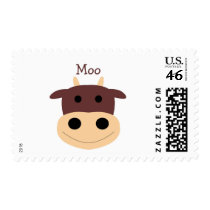 Cute little brown cow stamp