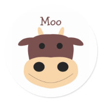 Cute little brown cow sticker