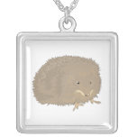 cute little brown hedgehog personalized necklace