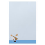 Cute little cartoon moose - blue stationery