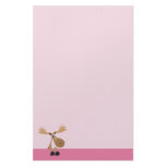 Cute little cartoon moose - pink stationery