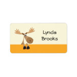 Cute little cartoon moose yellow name label/tag
