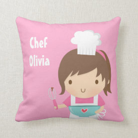 Cute Little Chef Baker Girls Room Decor Pillow