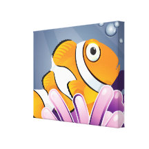 cute little clownfish in the sea canvas prints