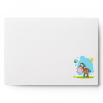 cute little cow and bumble bee in the sun envelope