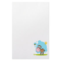 cute little cow and bumble bee in the sun stationery paper