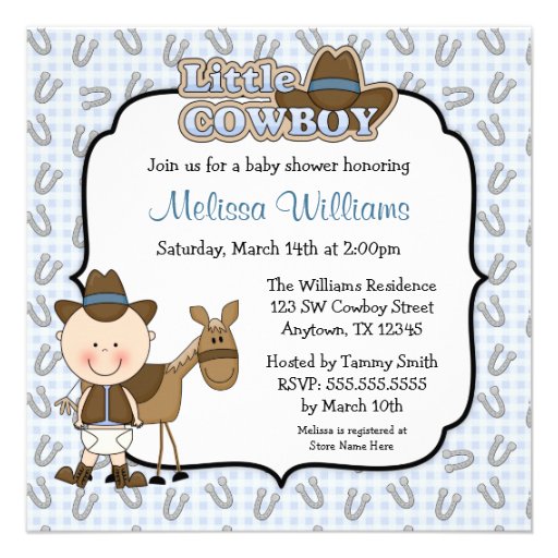 Cute Little Cowboy Baby Shower Invitations