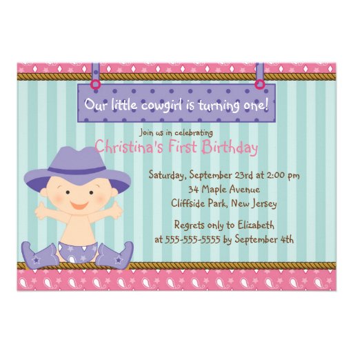 Cute Little Cowgirl Birthday Party Invitations