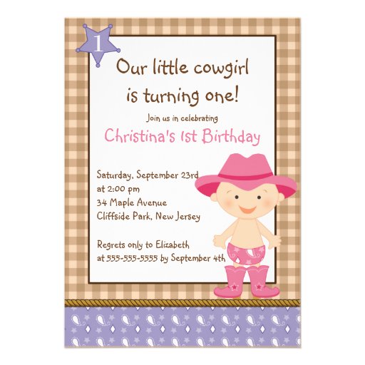 Cute Little Cowgirl Birthday Party Invitations