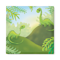 cute little dinosaur land scene magnets