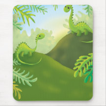cute little dinosaur land scene mousepads