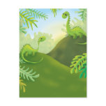 cute little dinosaur land scene postcards