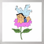 cute little faery on flower print